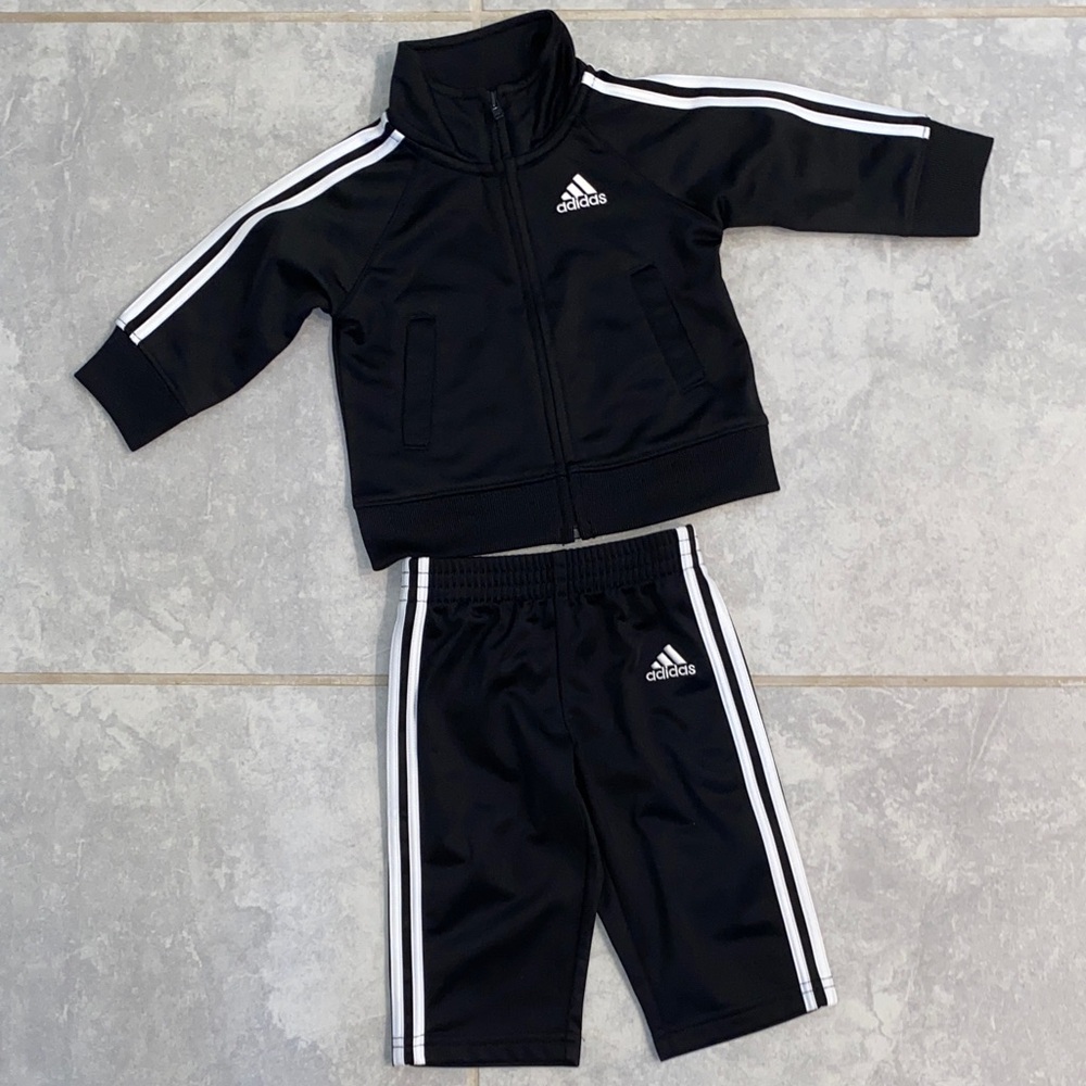 Child Adidas Black and White Athletic Set
